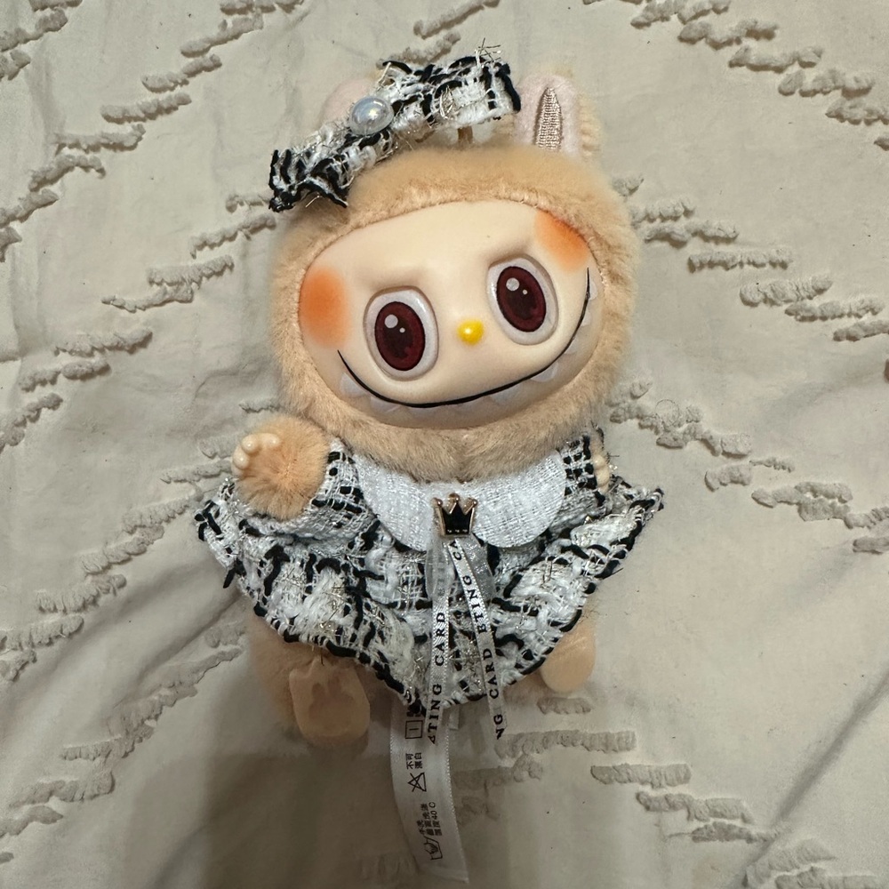 Cute Plush Toy with Black and White Outfit